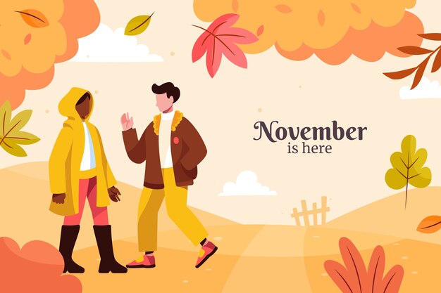 Fondo plano hola noviembre otoño