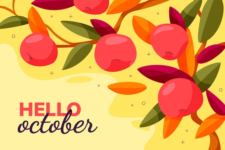 Vector gratuito fondo plano hola octubre