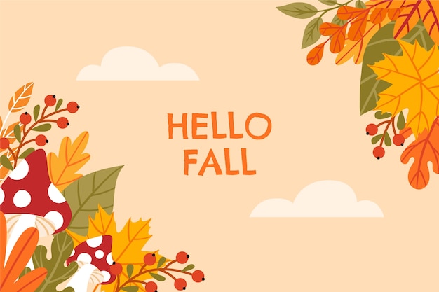 Vector gratuito fondo plano de hola otoño para el otoño