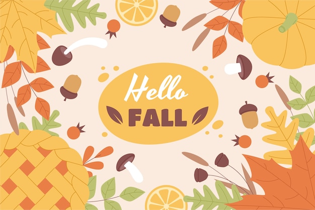 Vector gratuito fondo plano hola otoño