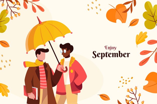 Fondo plano hola septiembre otoño