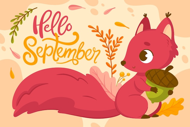 Vector gratuito fondo plano hola septiembre