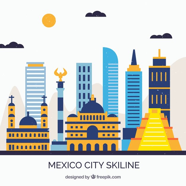 Fondo plano de horizonte de méxico