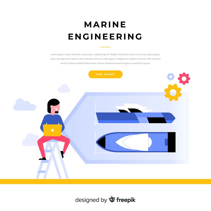 Vector gratuito fondo plano ingeniería marítima 