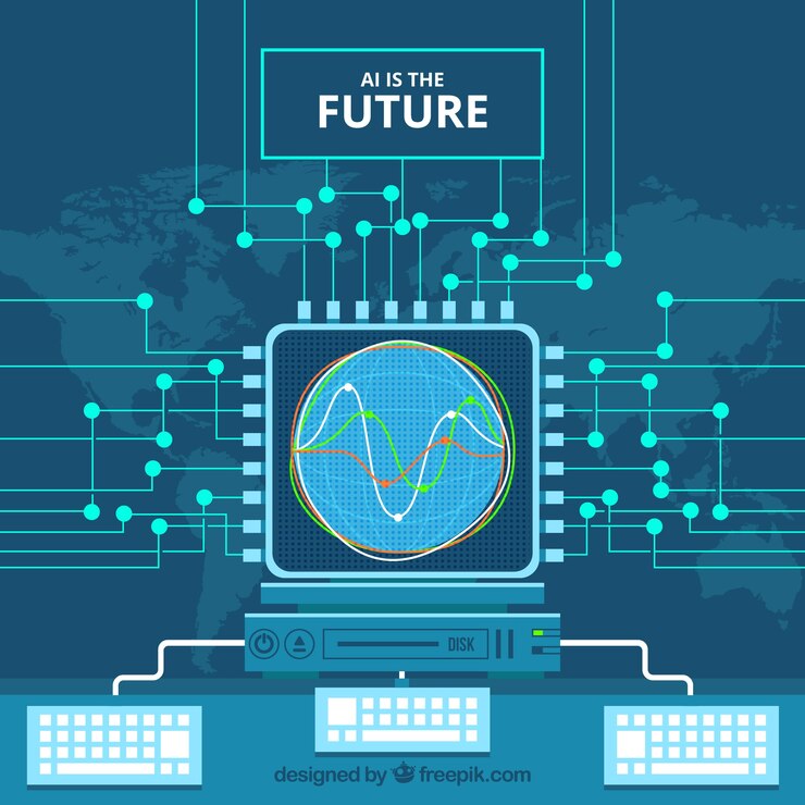 Vector gratuito fondo plano de inteligencia artificial