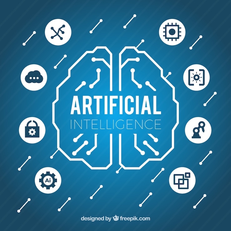 Vector gratuito fondo plano de inteligencia artificial