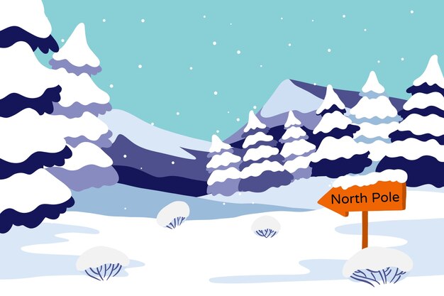 Fondo plano de invierno del polo norte