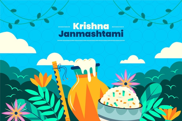 Fondo plano de janmashtami