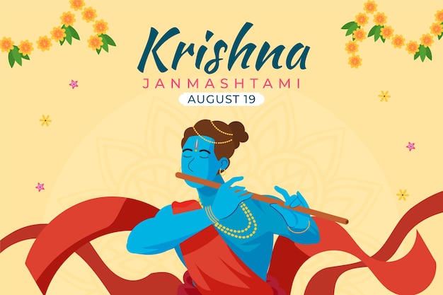 Vector gratuito fondo plano de janmashtami