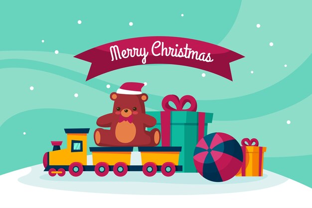 Fondo plano de juguetes de navidad