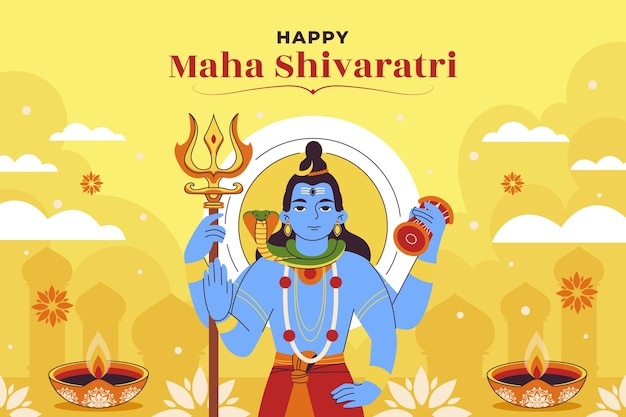 Vector gratuito el fondo plano de maha shivratri