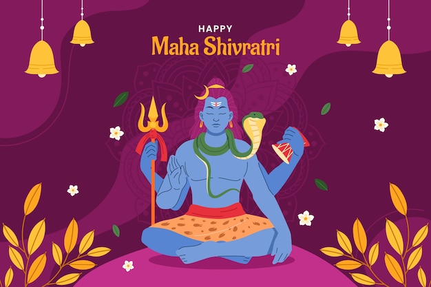 Vector gratuito el fondo plano de maha shivratri.