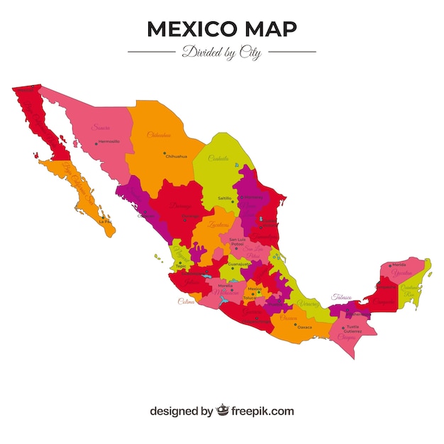 Fondo plano de mapa de méxico