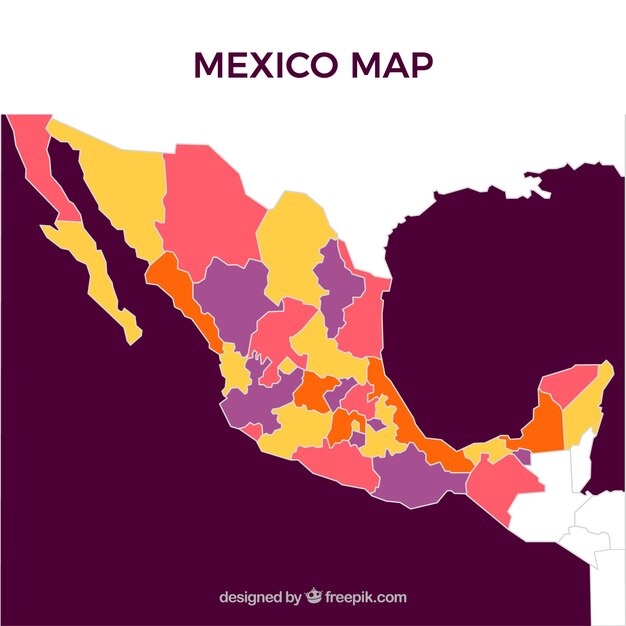 Fondo plano de mapa de méxico