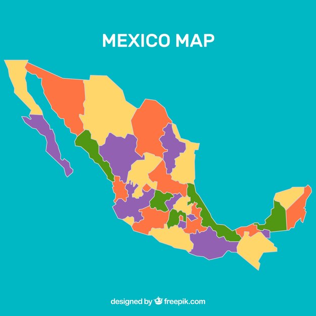 Fondo plano de mapa de méxico