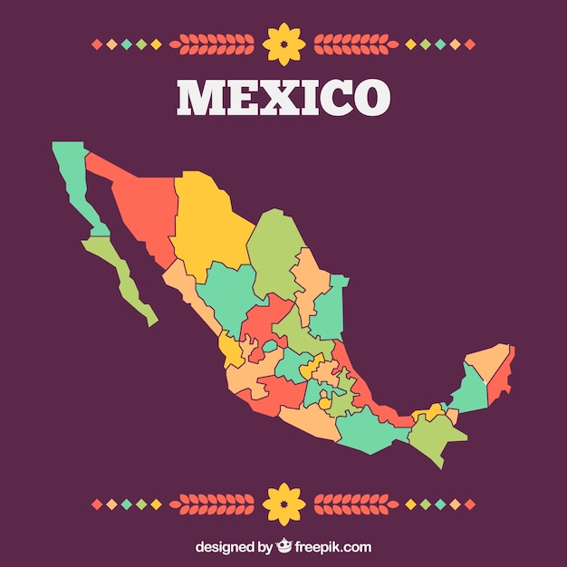 Fondo plano de mapa de méxico