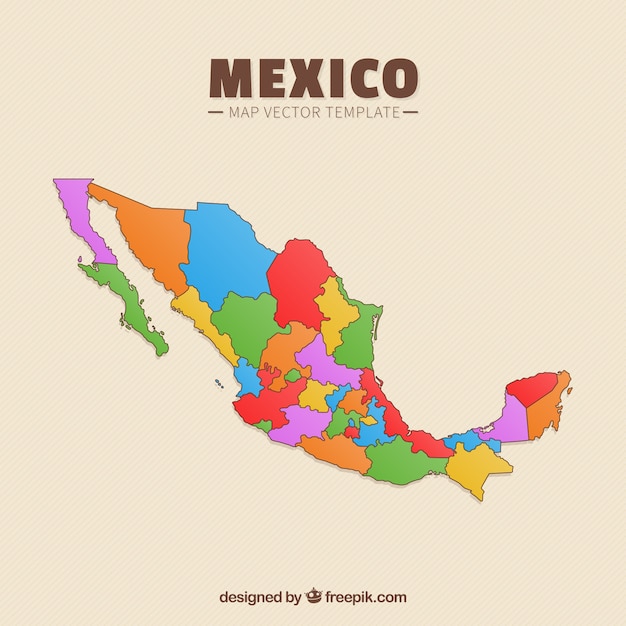 Fondo plano de mapa de méxico