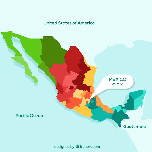 Fondo plano de mapa de méxico