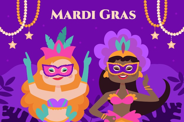 Vector gratuito fondo plano del mardi gras