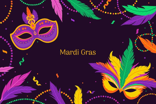 Fondo plano del mardi gras