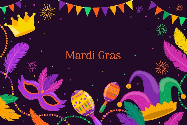 Fondo plano del mardi gras