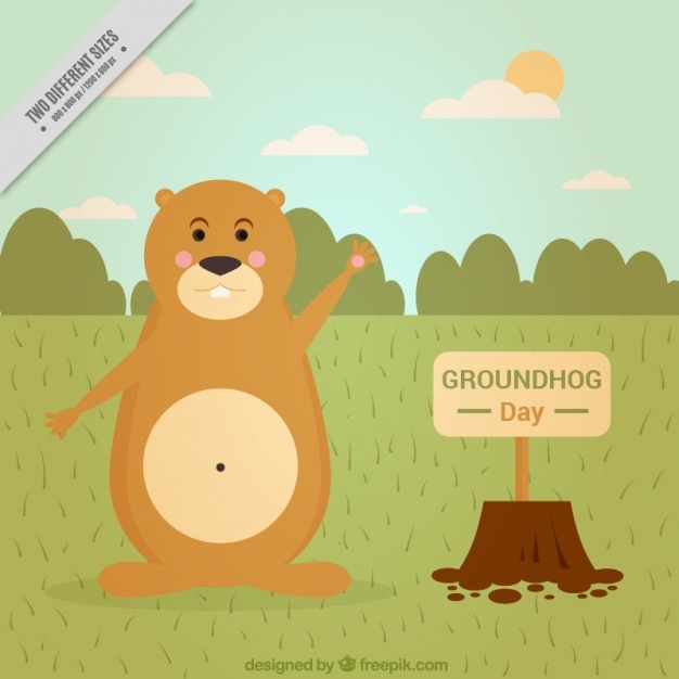 Vector gratuito fondo plano de marmota feliz