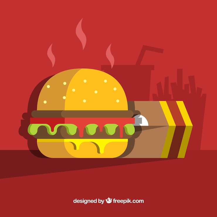 Vector gratuito fondo plano con menú de comida rápida