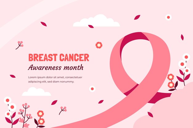 Fondo plano para el mes de concienciación sobre el cáncer de mama