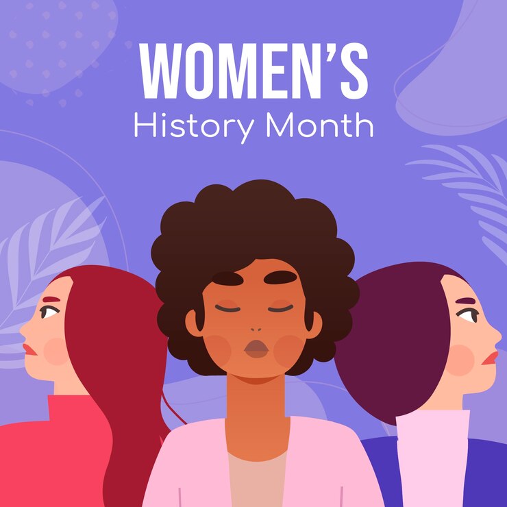 Vector gratuito fondo plano del mes de la historia de la mujer