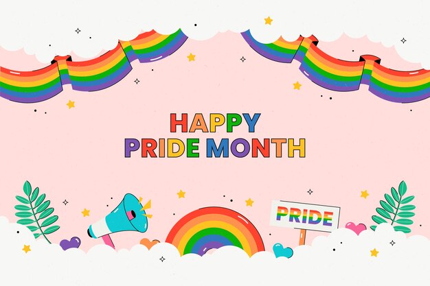 Fondo plano del mes del orgullo lgbt