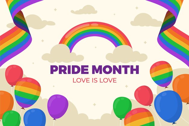 Fondo plano del mes del orgullo lgbt