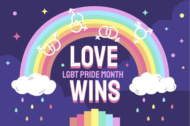 Fondo plano del mes del orgullo lgbt