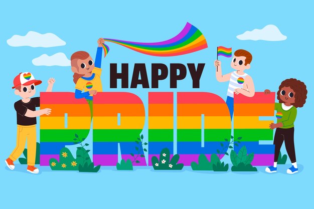 Fondo plano del mes del orgullo lgbt