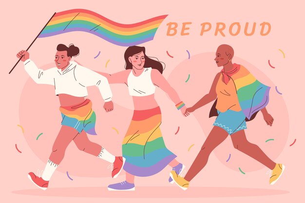 Vector gratuito fondo plano del mes del orgullo lgbt