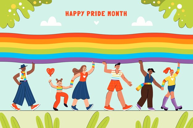 Fondo plano del mes del orgullo lgbt