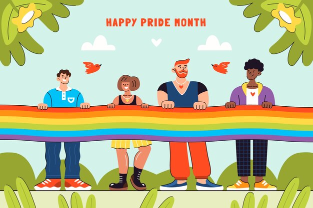 Fondo plano del mes del orgullo lgbt