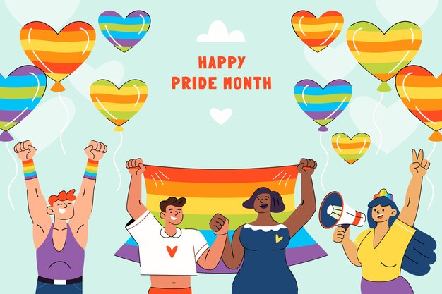 Fondo plano del mes del orgullo lgbt
