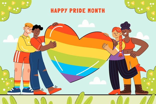Fondo plano del mes del orgullo lgbt