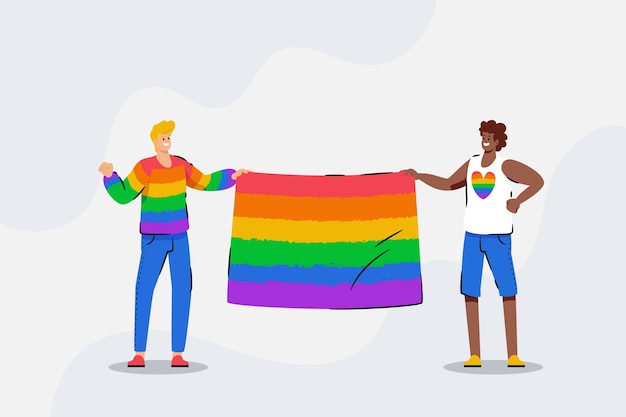 Vector gratuito fondo plano del mes del orgullo lgbt