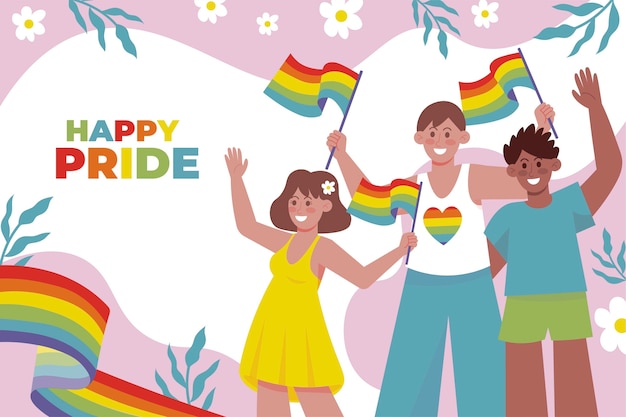 Fondo plano del mes del orgullo lgbt