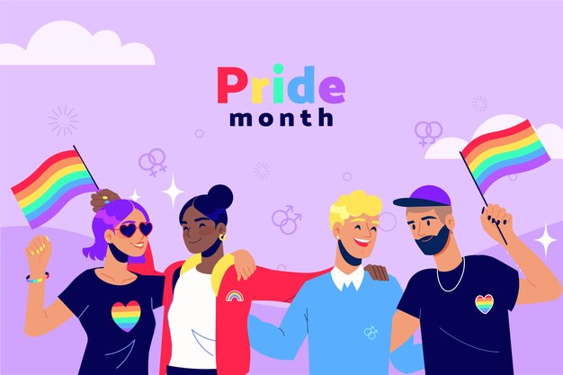 Fondo plano del mes del orgullo lgbt