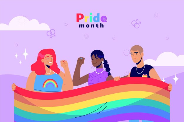Fondo plano del mes del orgullo lgbt