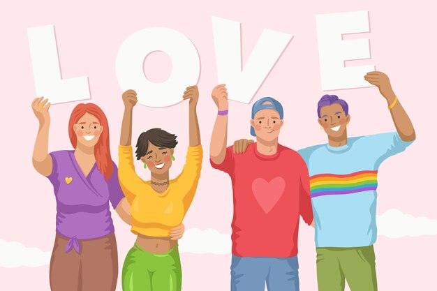 Fondo plano del mes del orgullo lgbt