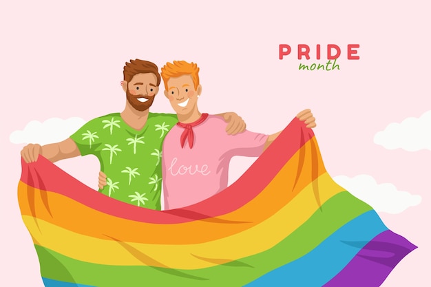 Vector gratuito fondo plano del mes del orgullo lgbt