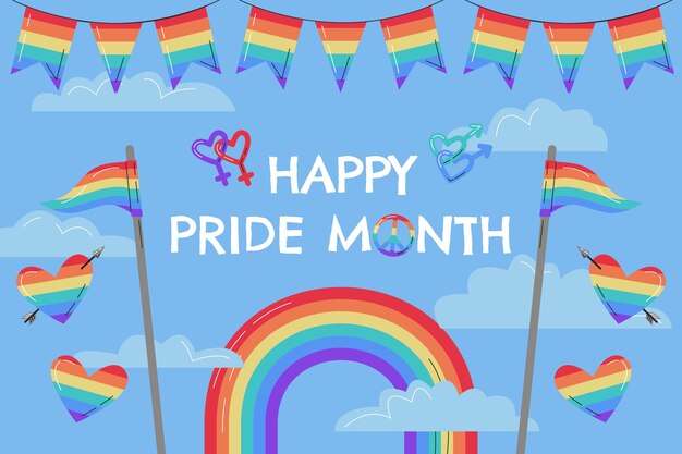 Fondo plano del mes del orgullo lgbt