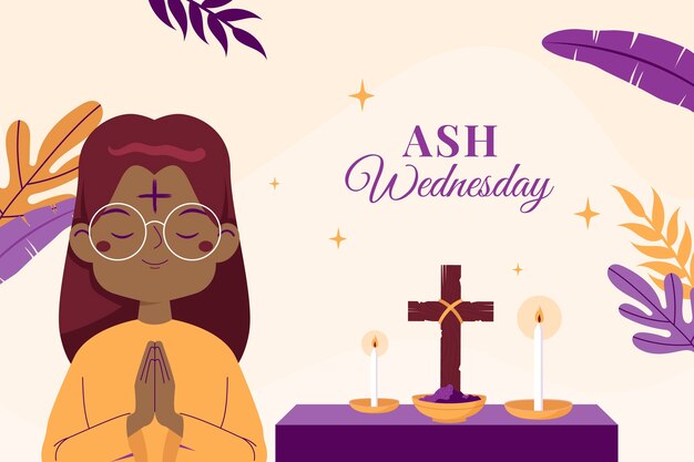 Fondo plano para el miércoles de ceniza religioso día santo