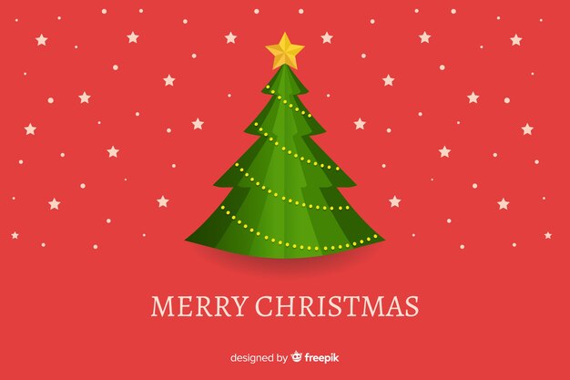 Fondo plano de navidad con árbol de navidad