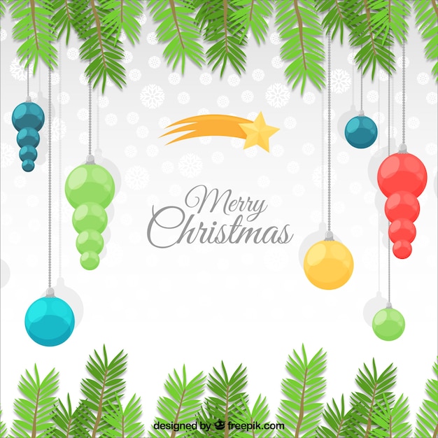 Fondo plano de navidad con hojas