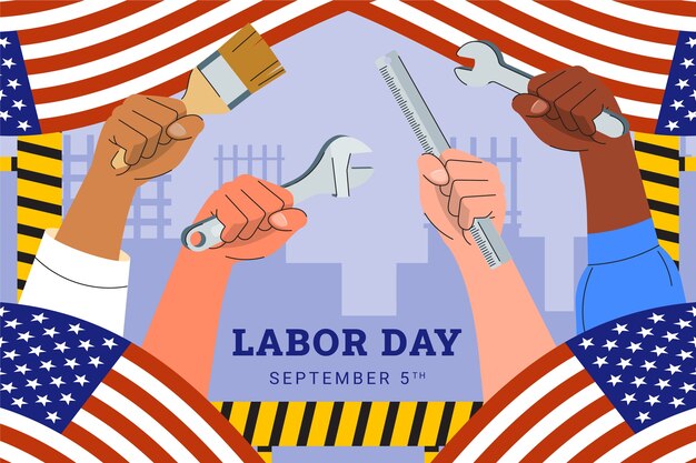 Fondo plano para nosotros celebración del día del trabajo