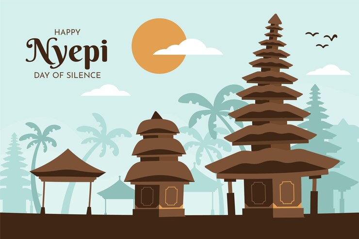 Vector gratuito fondo plano nyepi